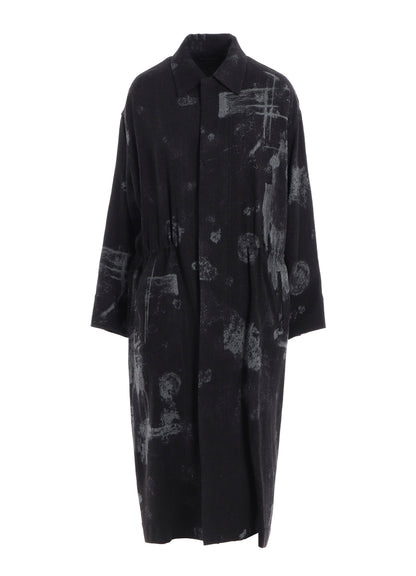 WOOL GAUZE SMUDGED POLKA DOT WAIST STRING DRESS