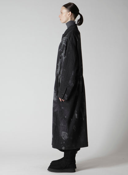 WOOL GAUZE SMUDGED POLKA DOT WAIST STRING DRESS
