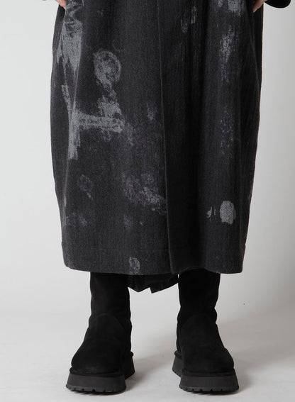 WOOL GAUZE SMUDGED POLKA DOT WAIST STRING DRESS