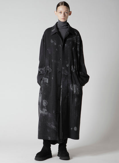 WOOL GAUZE SMUDGED POLKA DOT WAIST STRING DRESS