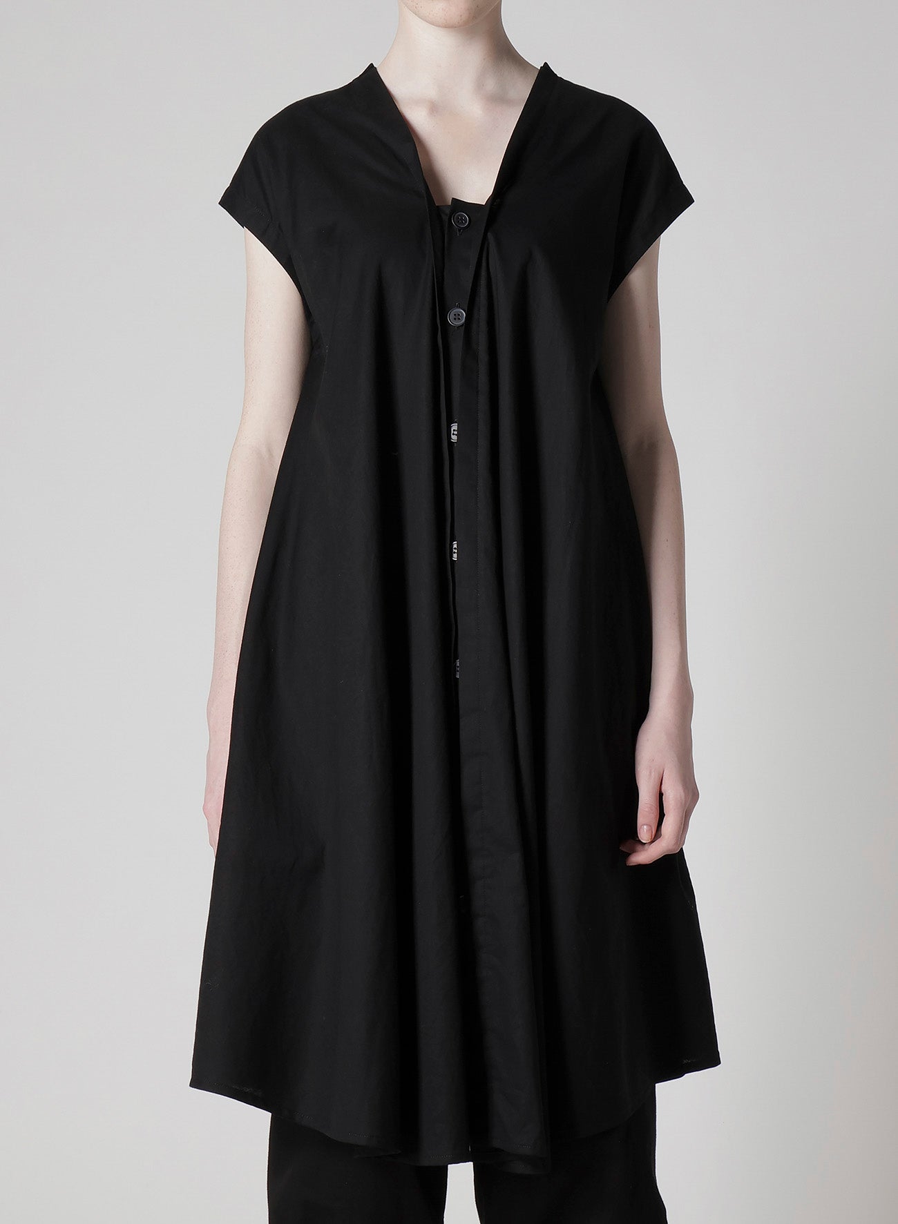 [Y's BORN PRODUCT] THIN COTTON TWILL FRENCH SLEEVE DRESS
