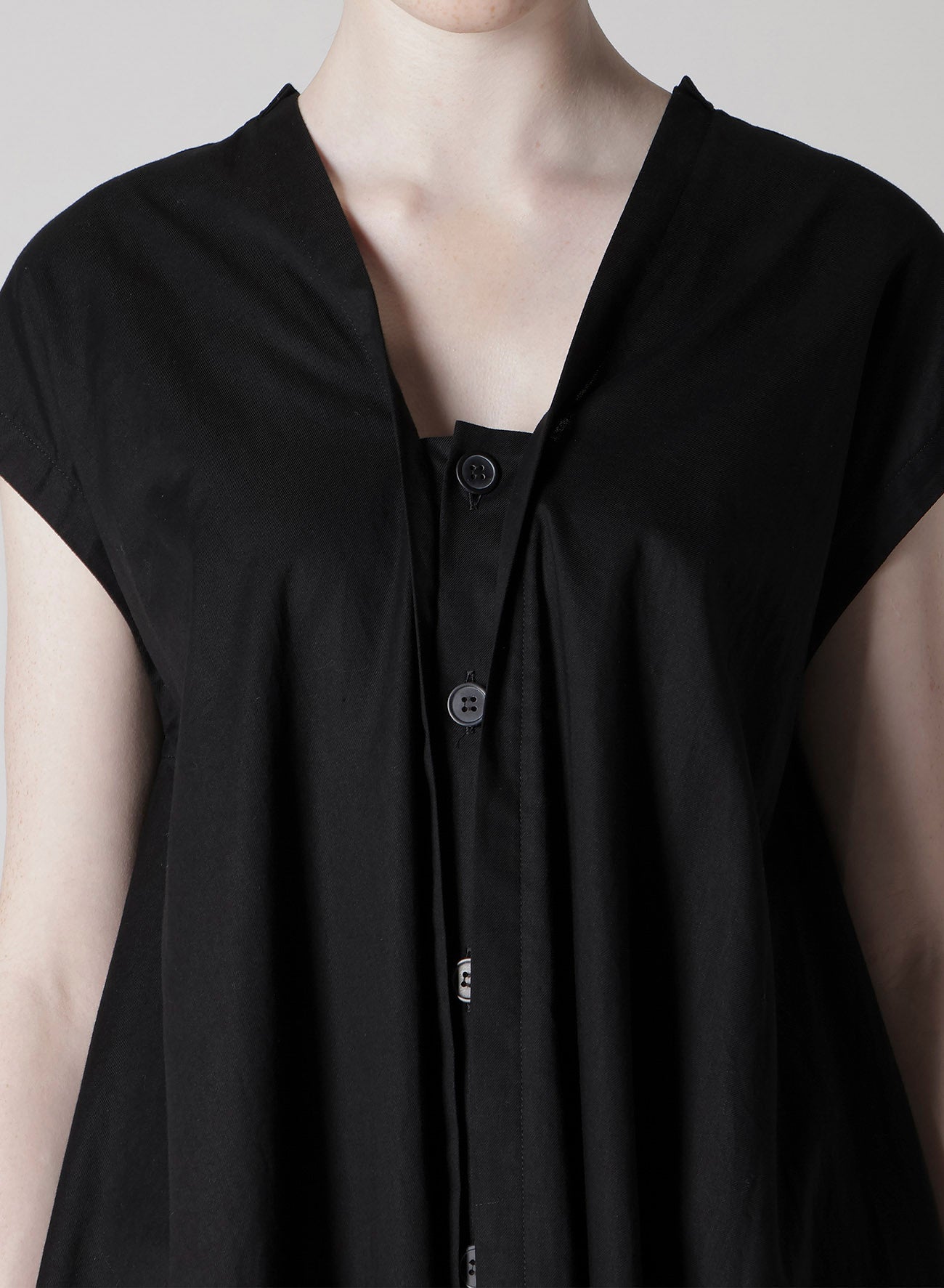 Y's BORN PRODUCT] THIN COTTON TWILL FRENCH SLEEVE DRESS