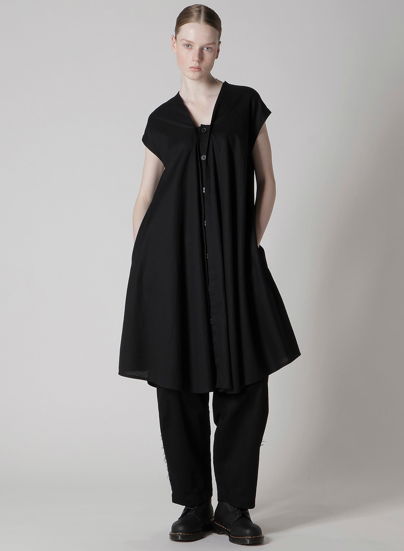 [Y's BORN PRODUCT] THIN COTTON TWILL FRENCH SLEEVE DRESS