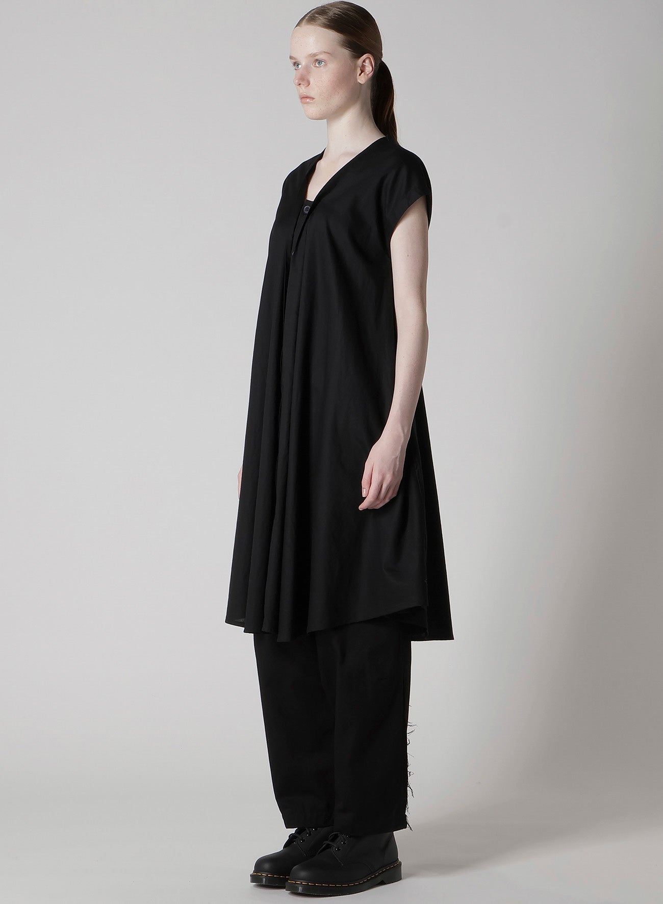[Y's BORN PRODUCT] THIN COTTON TWILL FRENCH SLEEVE DRESS