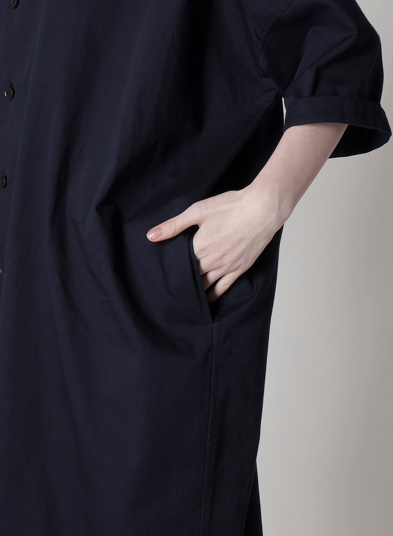[Y's BORN PRODUCT] COTTON TWILL HALF SLEEVE DRESS