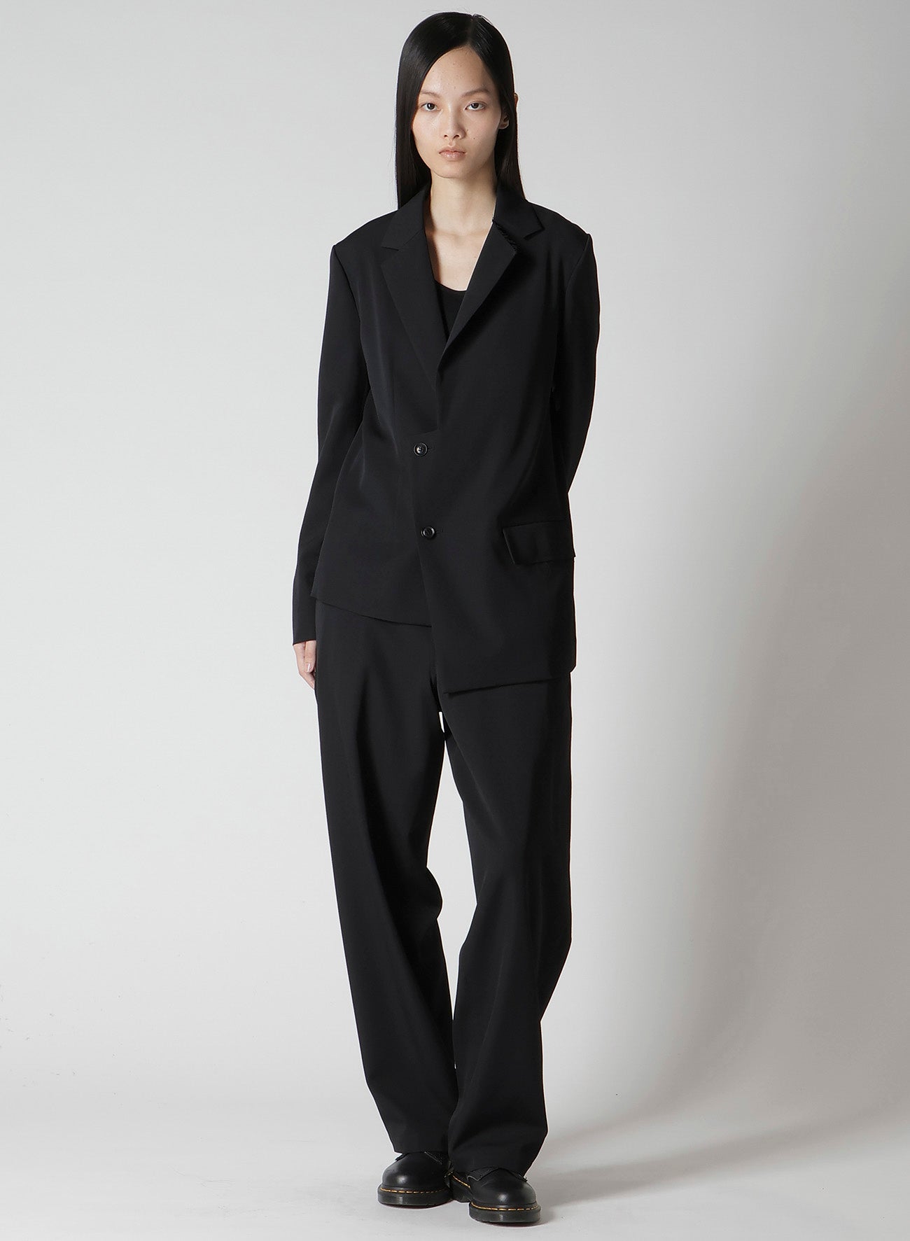 WOOL GABARDINE ASYMMETRIC JACKET