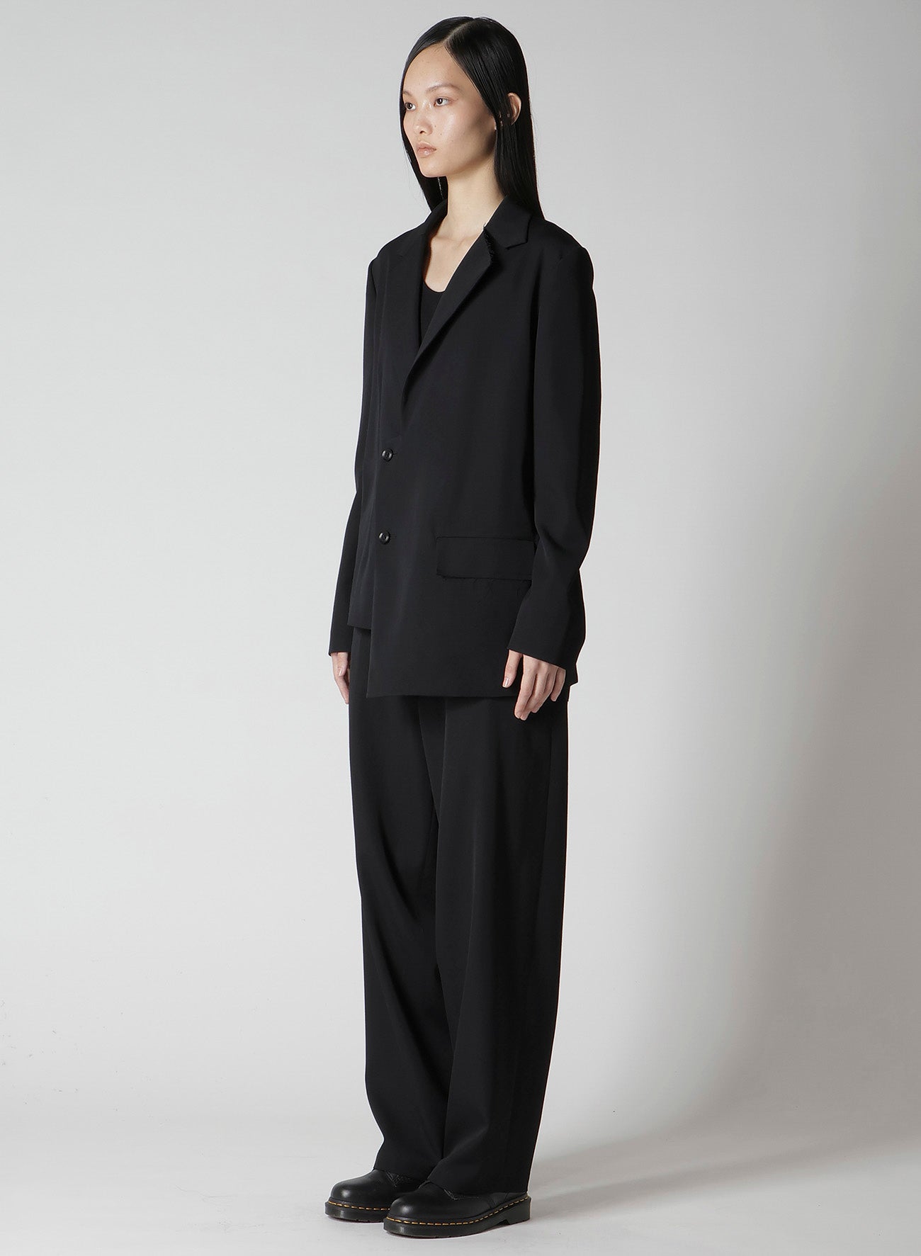 WOOL GABARDINE ASYMMETRIC JACKET