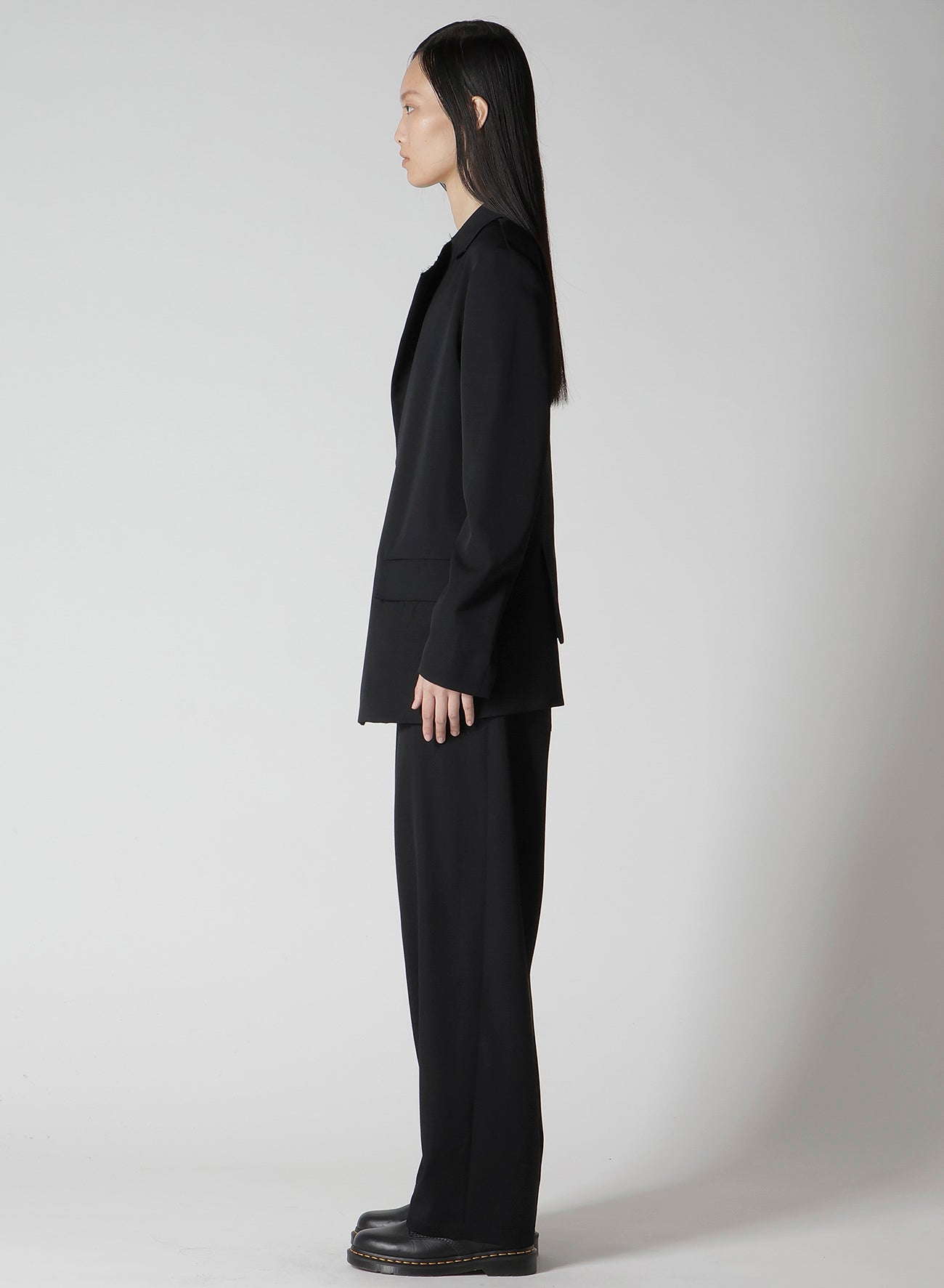 WOOL GABARDINE ASYMMETRIC JACKET