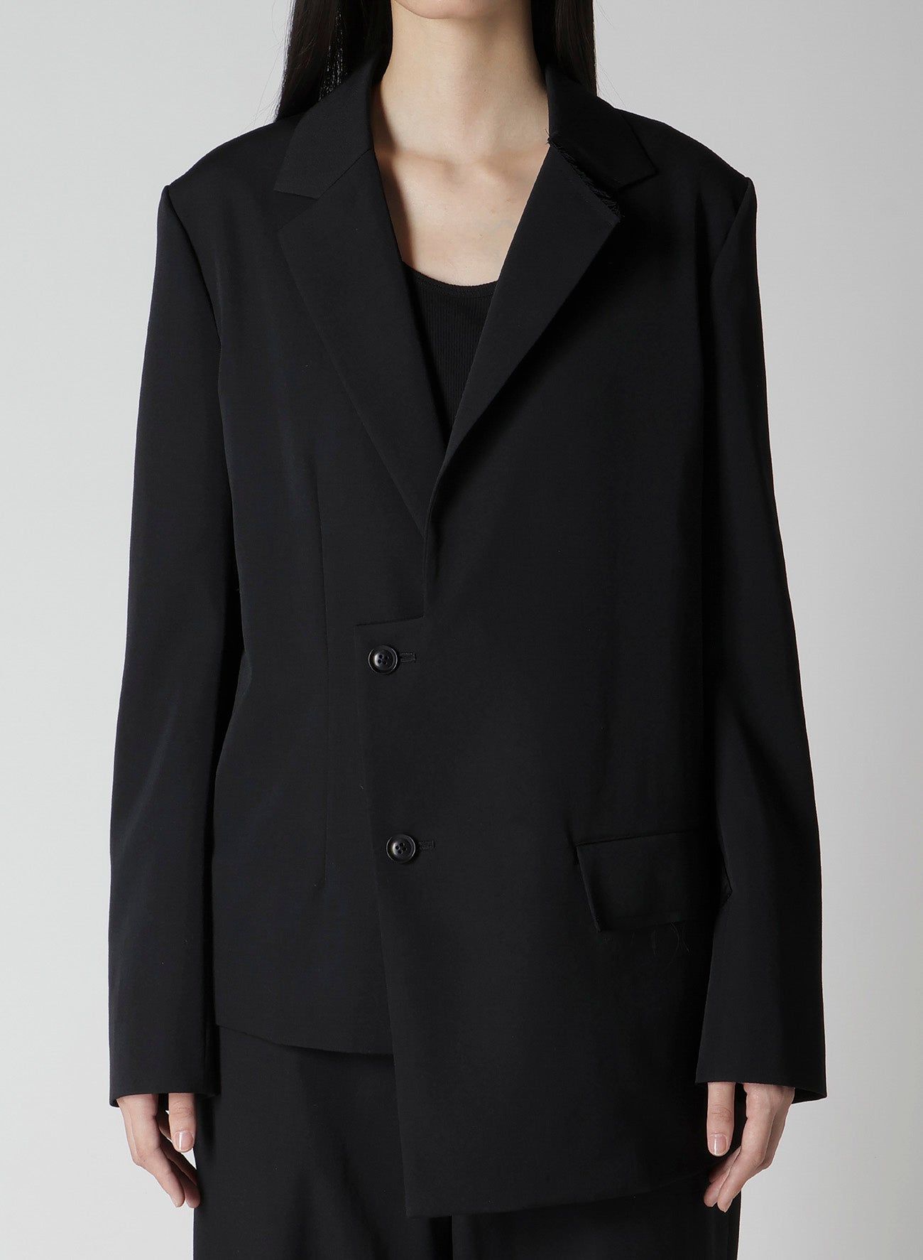 WOOL GABARDINE ASYMMETRIC JACKET