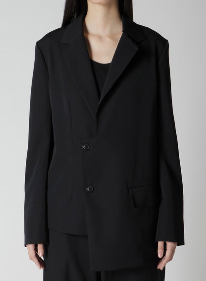 WOOL GABARDINE ASYMMETRIC JACKET
