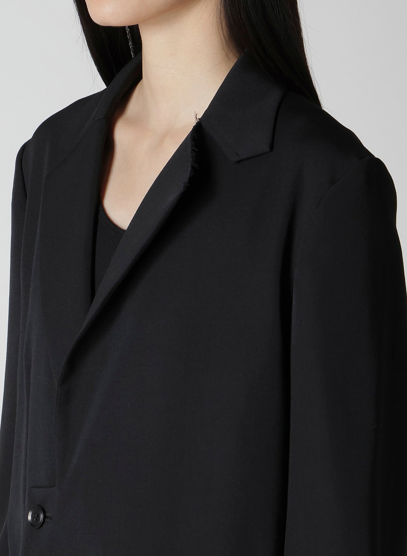 WOOL GABARDINE ASYMMETRIC JACKET