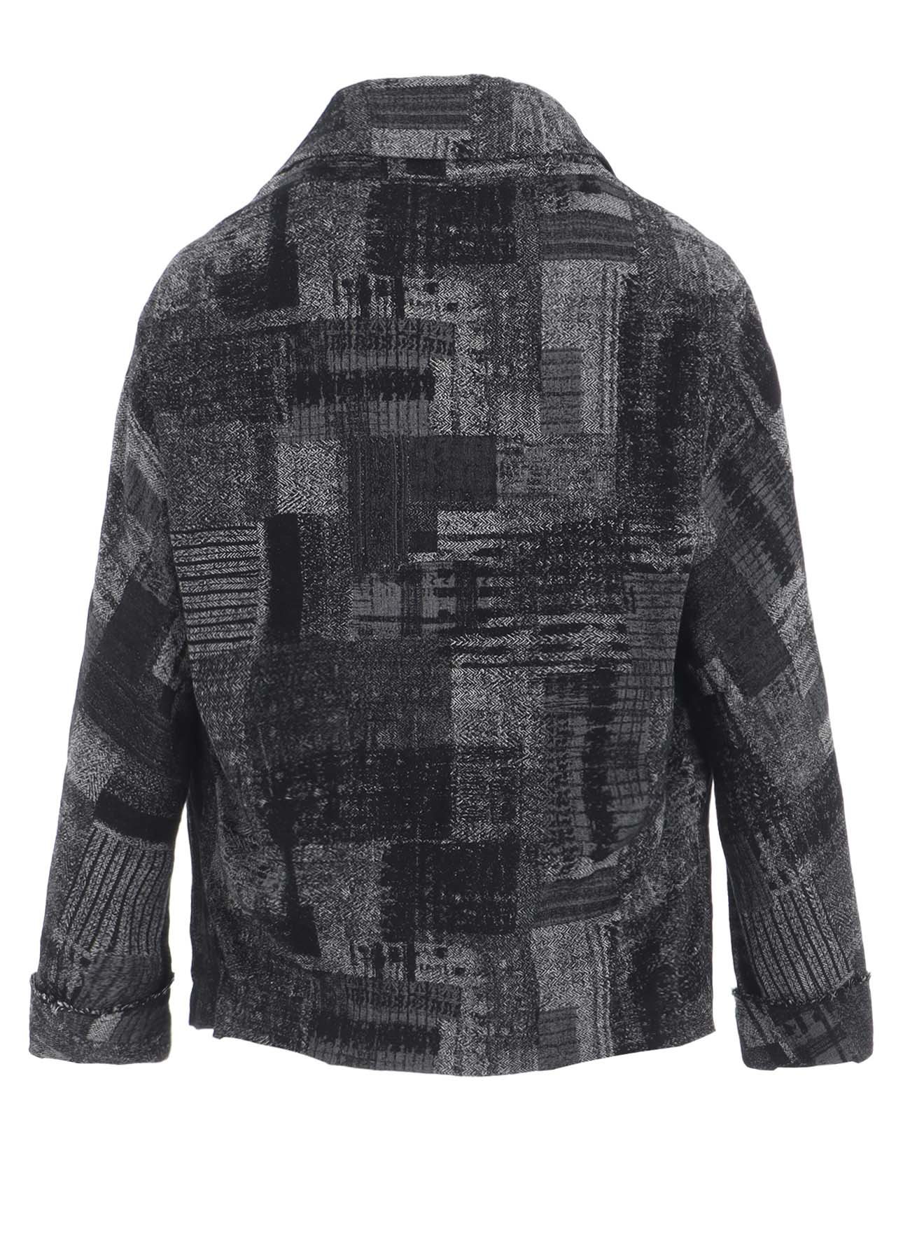 PATCHWORK JACQUARD OFF COLLAR DESGN JACKET