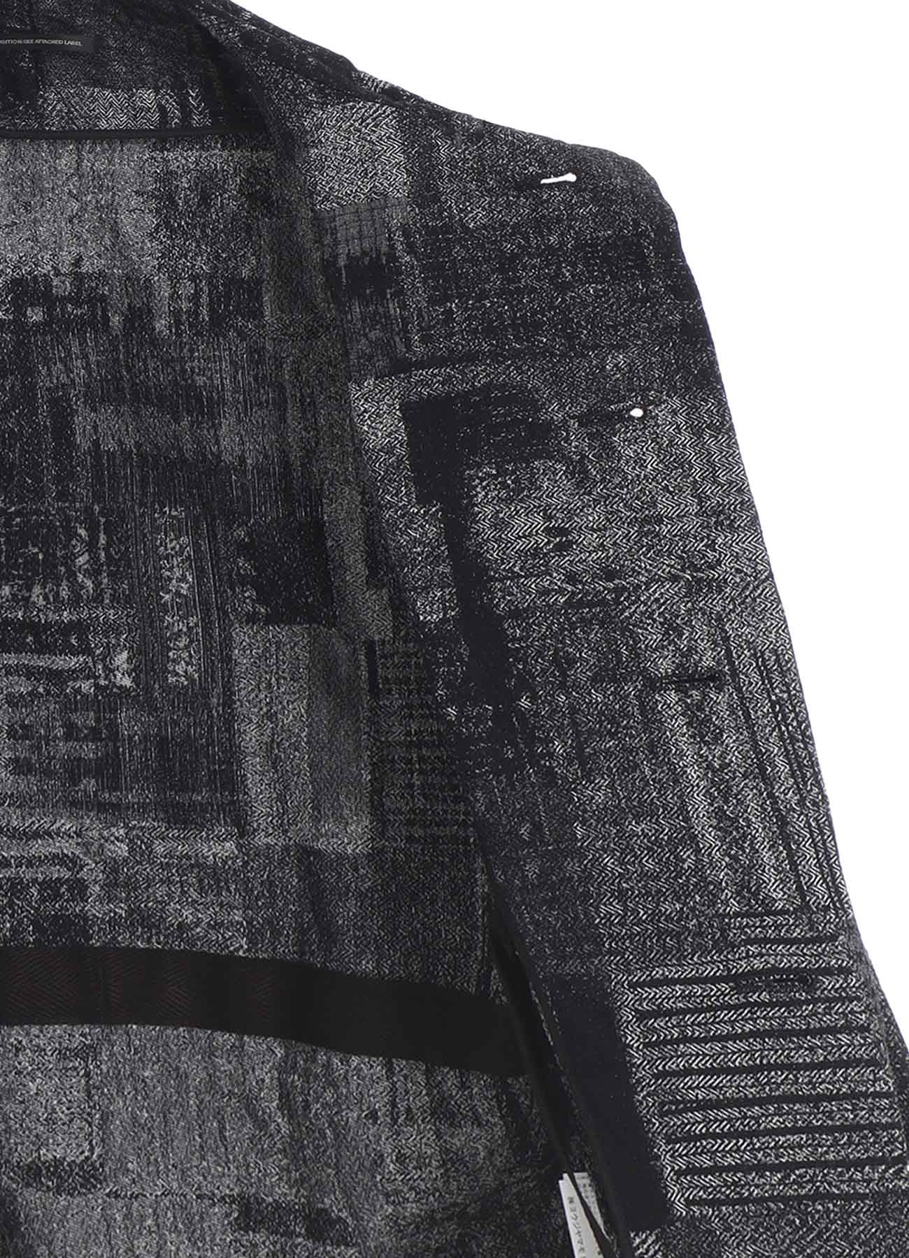 PATCHWORK JACQUARD OFF COLLAR DESGN JACKET