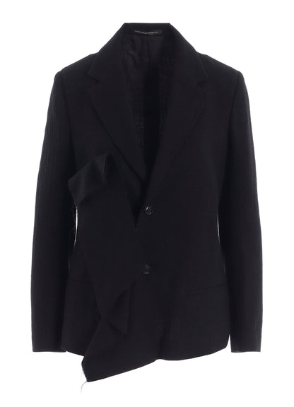 WOOL GAUZE TWILL LEFT FRONT DRAPE JACKET