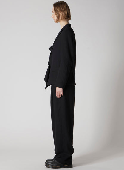 WOOL GAUZE TWILL LEFT FRONT DRAPE JACKET