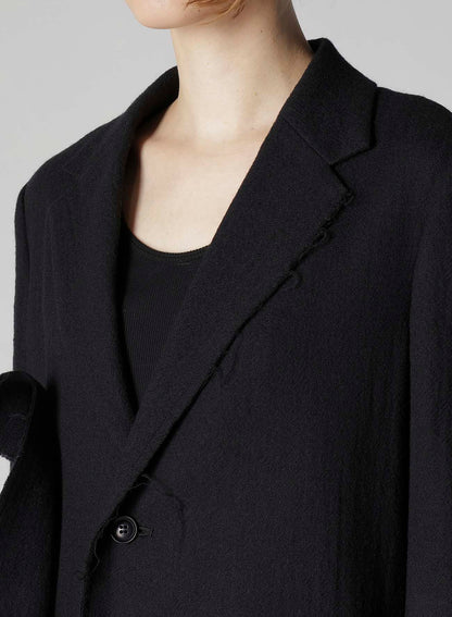WOOL GAUZE TWILL LEFT FRONT DRAPE JACKET