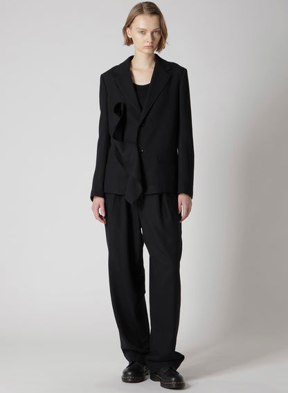 WOOL GAUZE TWILL LEFT FRONT DRAPE JACKET