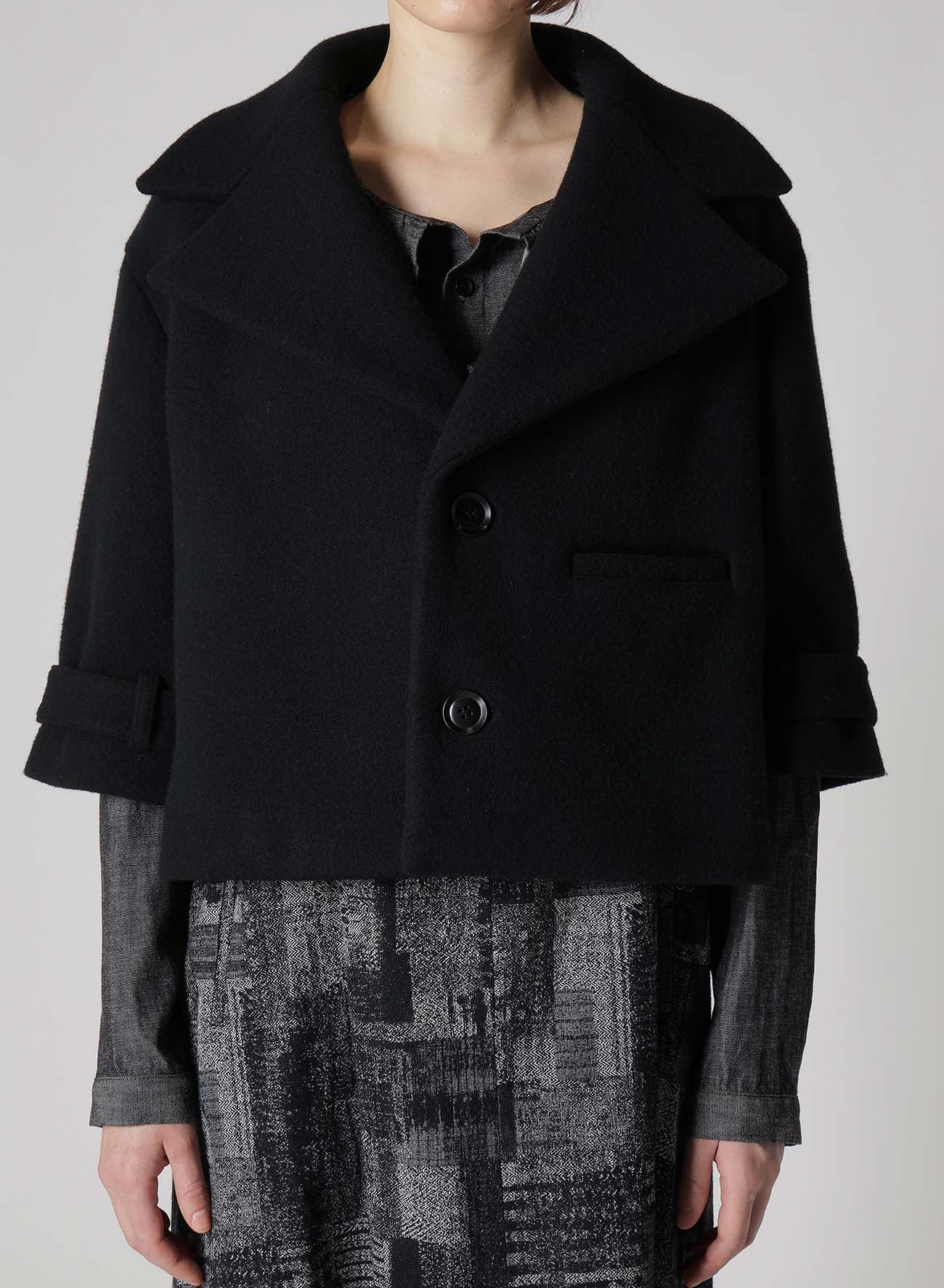 WOOL DOUBLE-FACED MOSSER WIDE COLLAR JACKET