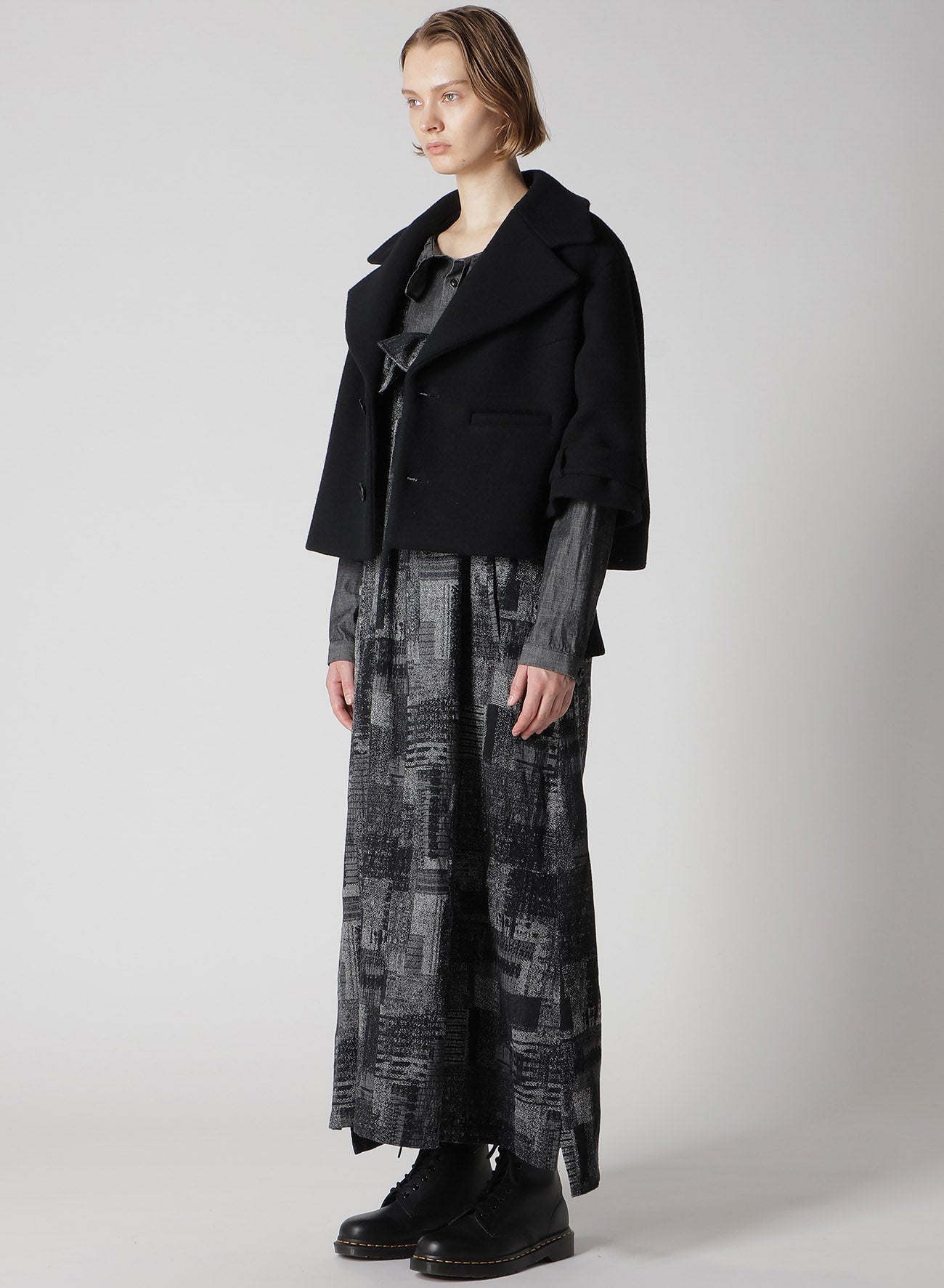 WOOL DOUBLE-FACED MOSSER WIDE COLLAR JACKET