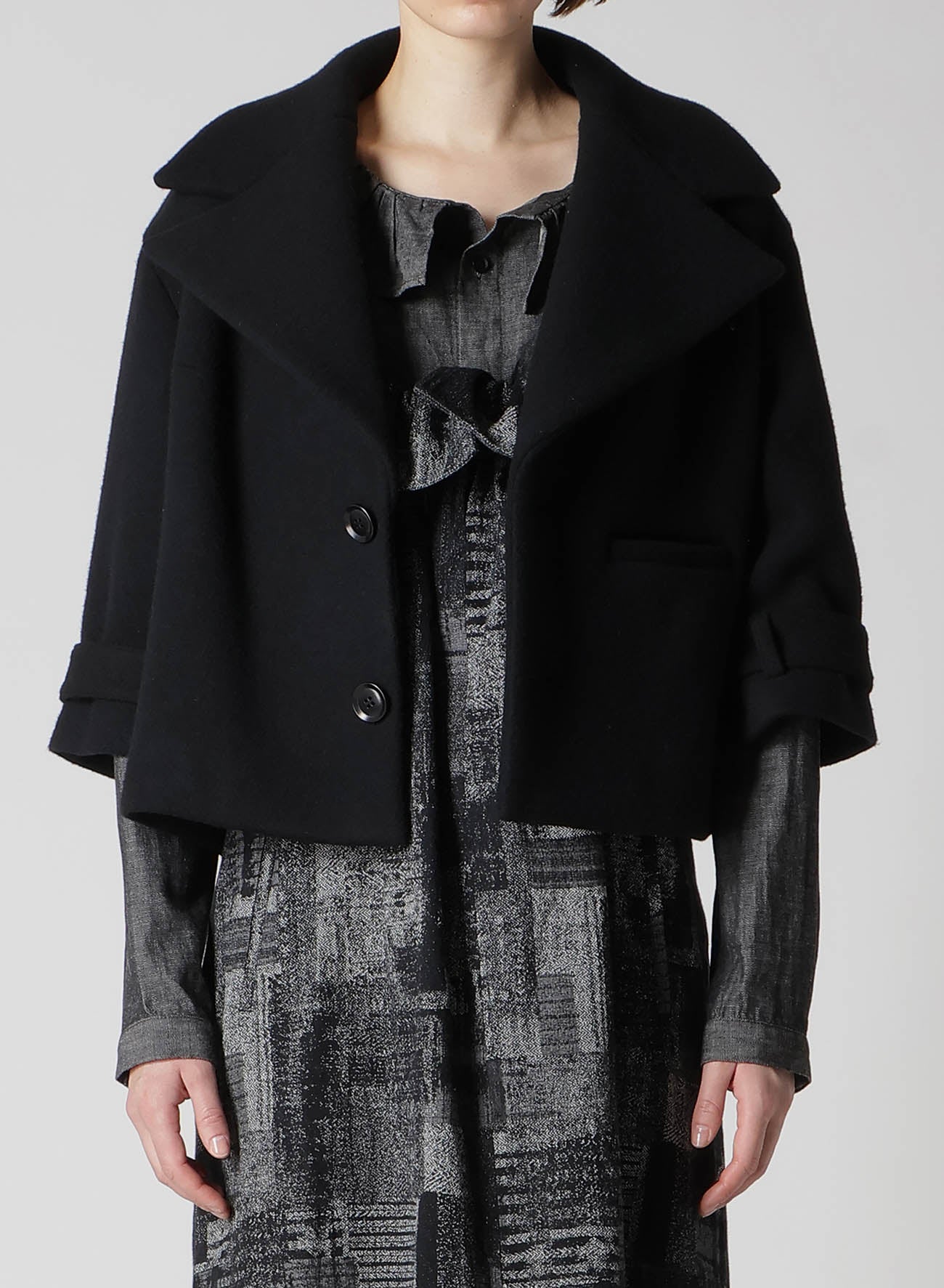 WOOL DOUBLE-FACED MOSSER WIDE COLLAR JACKET