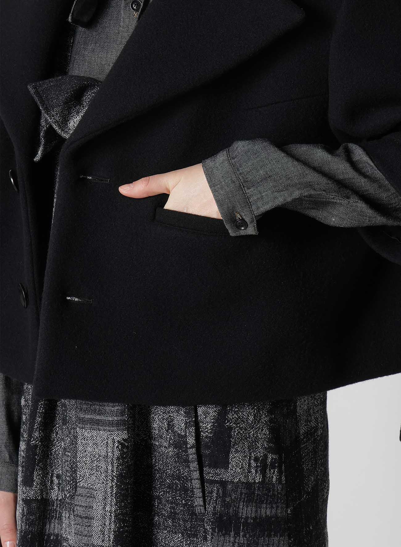 WOOL DOUBLE-FACED MOSSER WIDE COLLAR JACKET