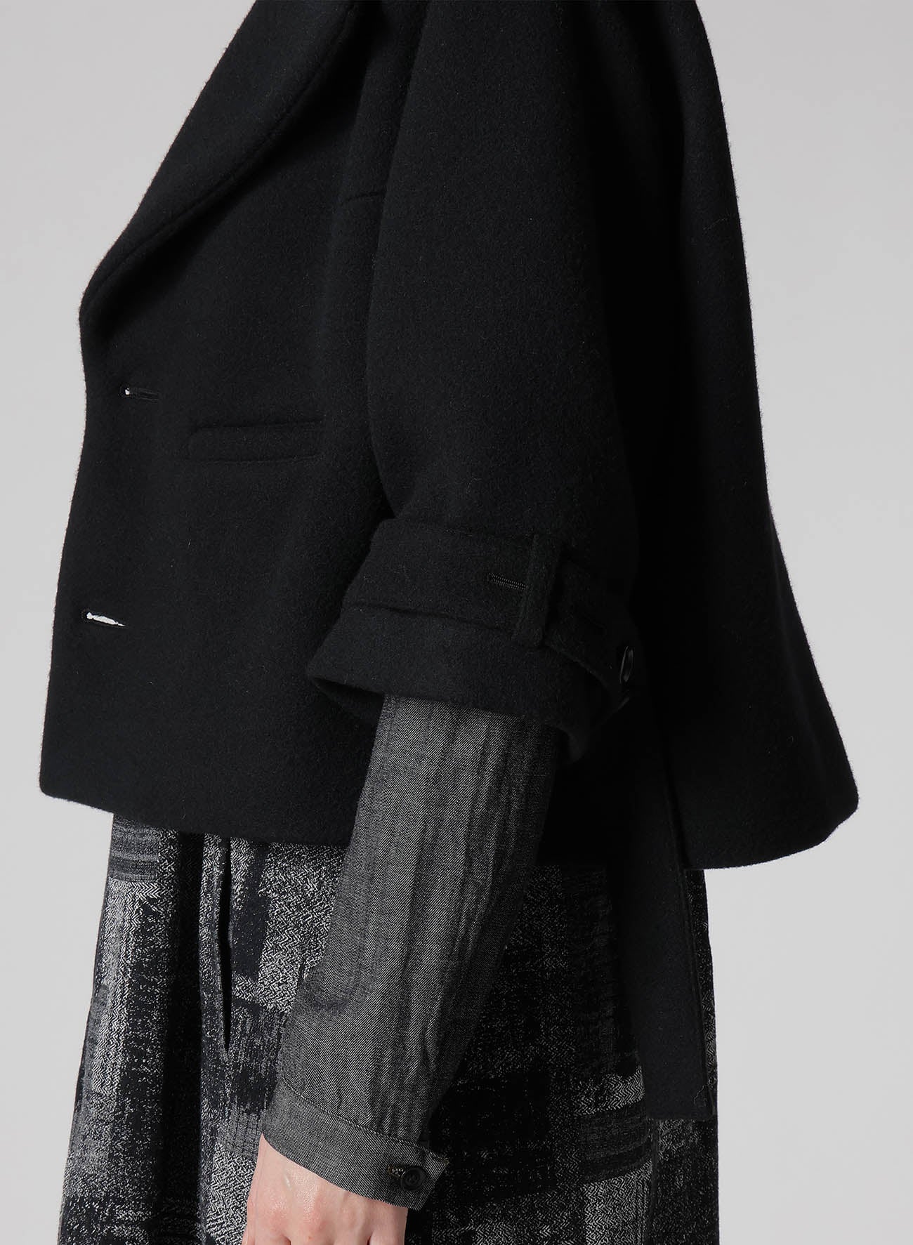 WOOL DOUBLE-FACED MOSSER WIDE COLLAR JACKET