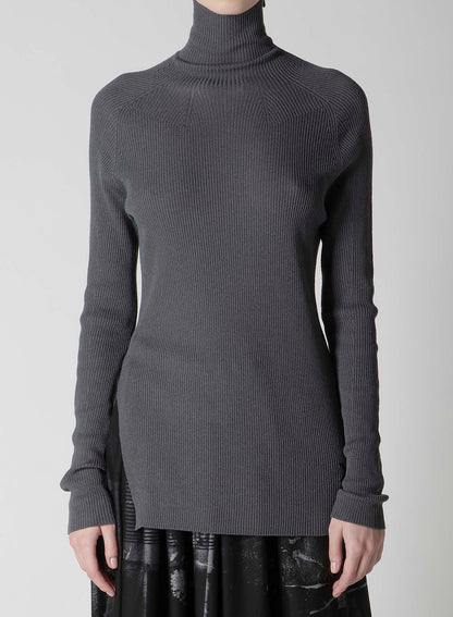 RIBBED HIGH NECK KNIT