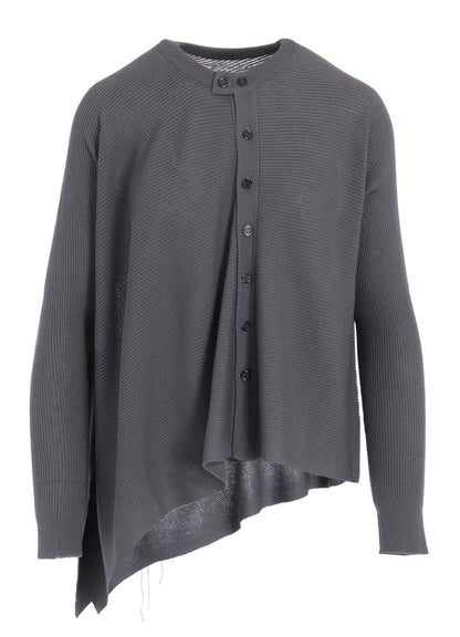 RIBBED ASYMMETERIC CARDIGAN