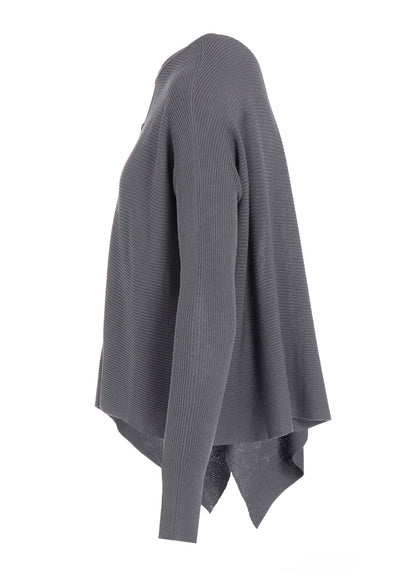 RIBBED ASYMMETERIC CARDIGAN