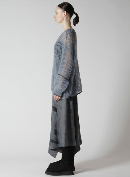 SHEER PLAID BOAT NECK KNIT