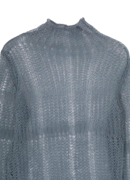 SHEER PLAID ASYMMETRIC LONG KNIT