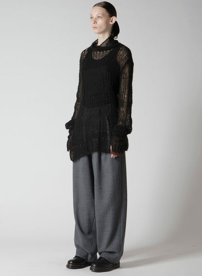 SHEER PLAID ASYMMETRIC LONG KNIT