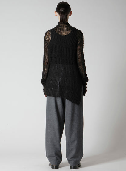 SHEER PLAID ASYMMETRIC LONG KNIT