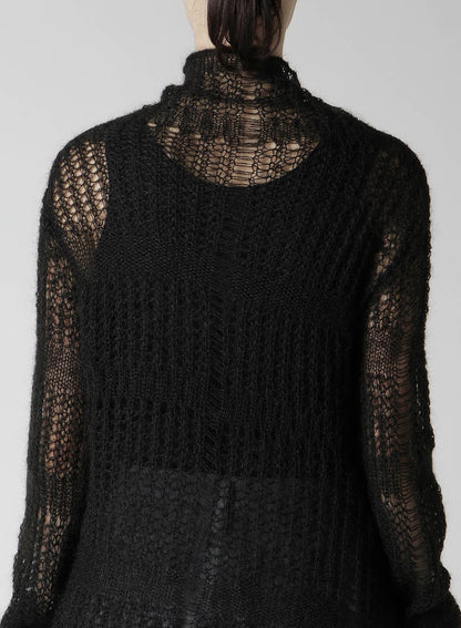 SHEER PLAID ASYMMETRIC LONG KNIT