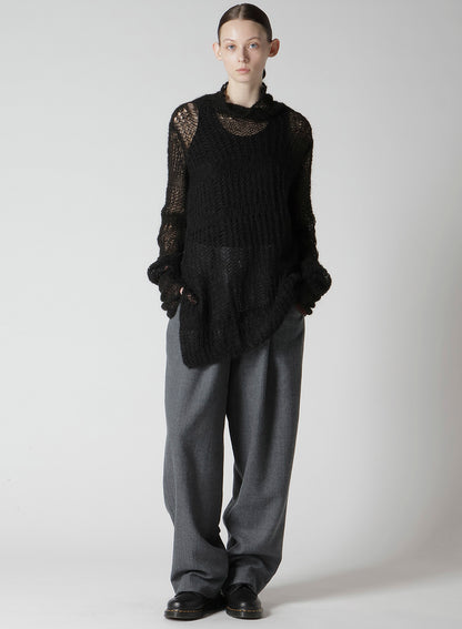 SHEER PLAID ASYMMETRIC LONG KNIT