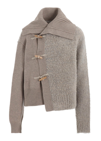 TOGGLE BUTTON ASYMMETRIC CARDIGAN
