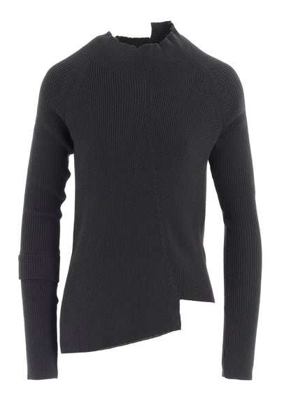 COTTON RIB TWISTED HIGH-NECK PULLOVER