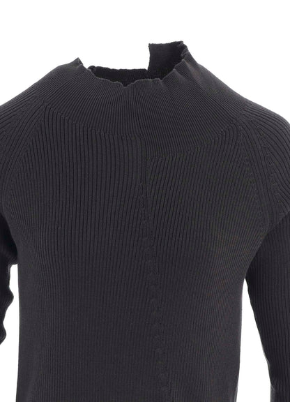 COTTON RIB TWISTED HIGH-NECK PULLOVER