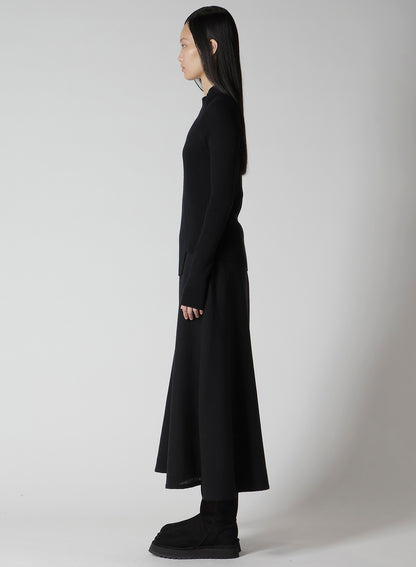 COTTON RIB TWISTED HIGH-NECK PULLOVER