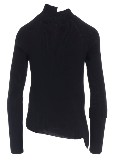 COTTON RIB TWISTED HIGH-NECK PULLOVER