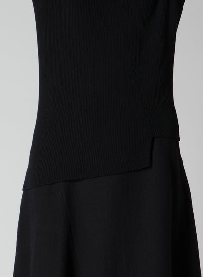 COTTON RIB TWISTED HIGH-NECK PULLOVER