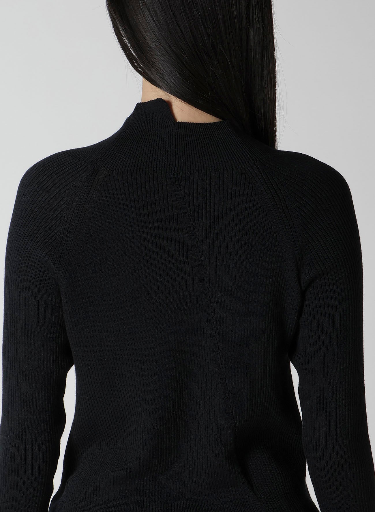 COTTON RIB TWISTED HIGH-NECK PULLOVER