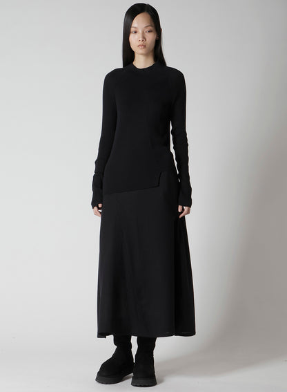 COTTON RIB TWISTED HIGH-NECK PULLOVER