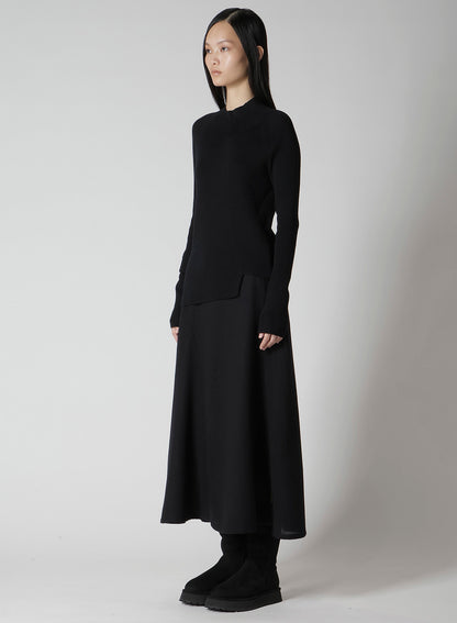COTTON RIB TWISTED HIGH-NECK PULLOVER
