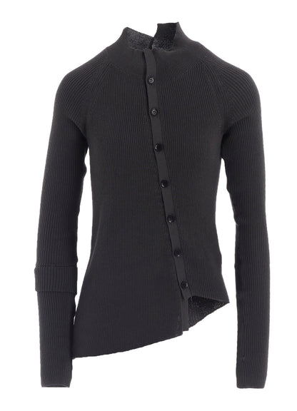COTTON RIB TWISTED FRONT OPEN CARDIGAN