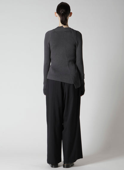 COTTON RIB TWISTED FRONT OPEN CARDIGAN