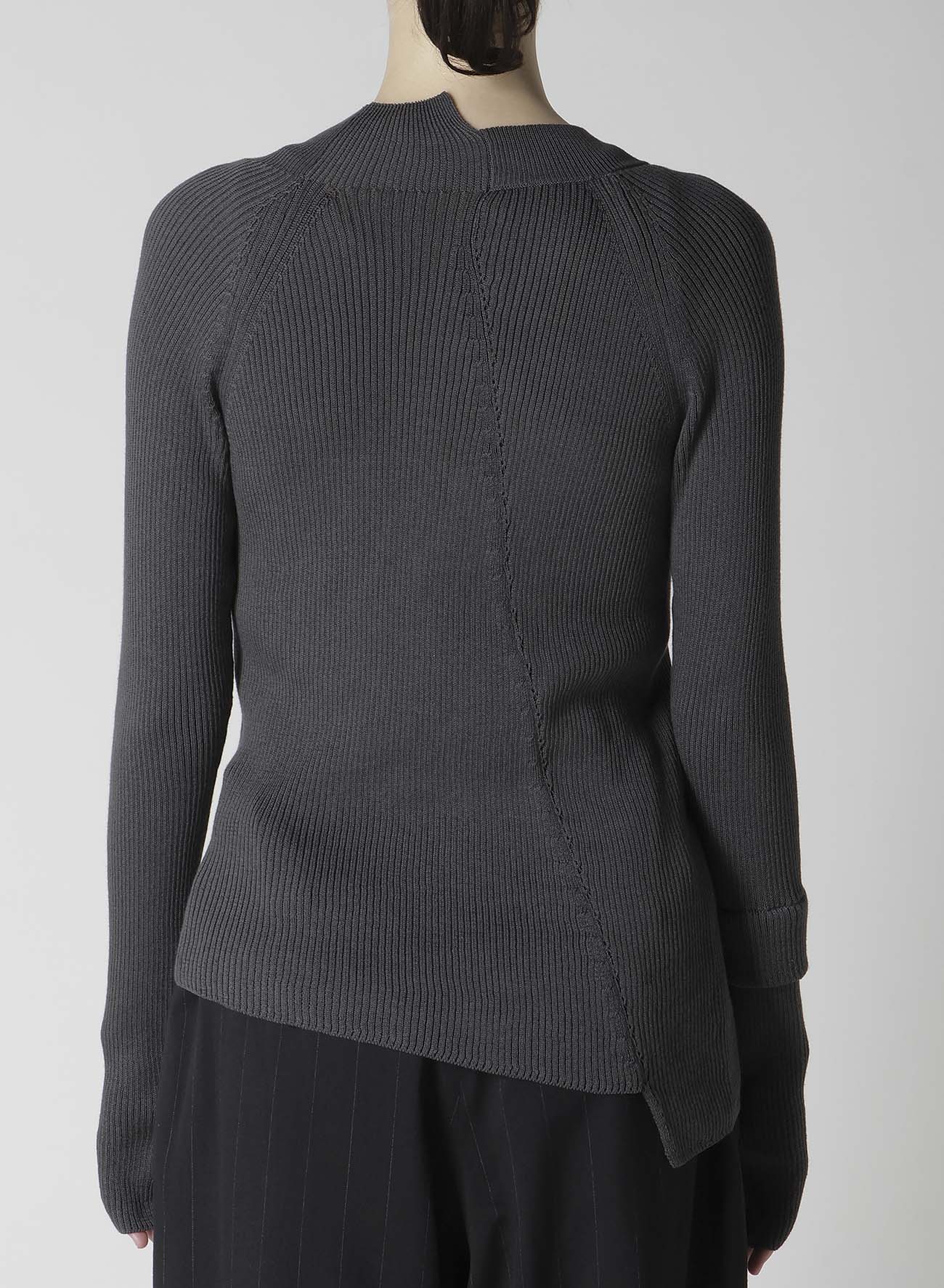 COTTON RIB TWISTED FRONT OPEN CARDIGAN