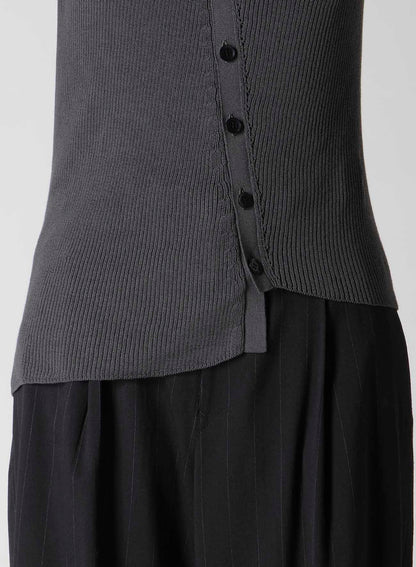 COTTON RIB TWISTED FRONT OPEN CARDIGAN