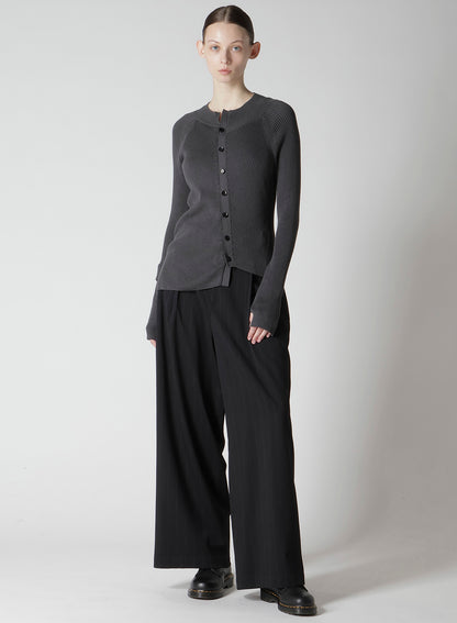 COTTON RIB TWISTED FRONT OPEN CARDIGAN