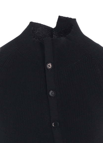COTTON RIB TWISTED FRONT OPEN CARDIGAN